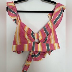 BCBGeneration Tie Back Striped Bra Top
